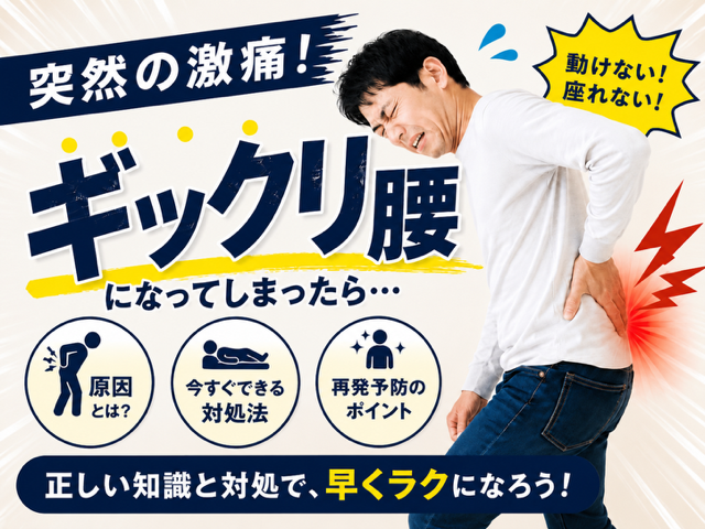 【突然の激痛！ギックリ腰になってしまったら】原因・今すぐできる対処法・再発予防のポイント